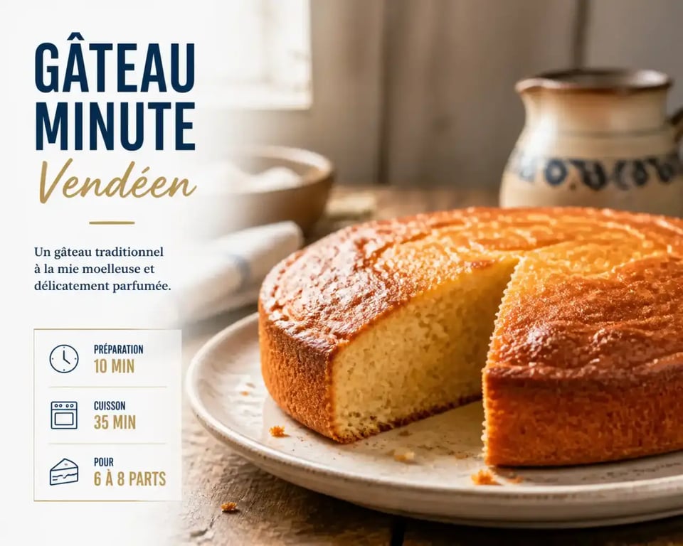 Gâteau minute vendéen tranché révélant sa mie moelleuse et dorée