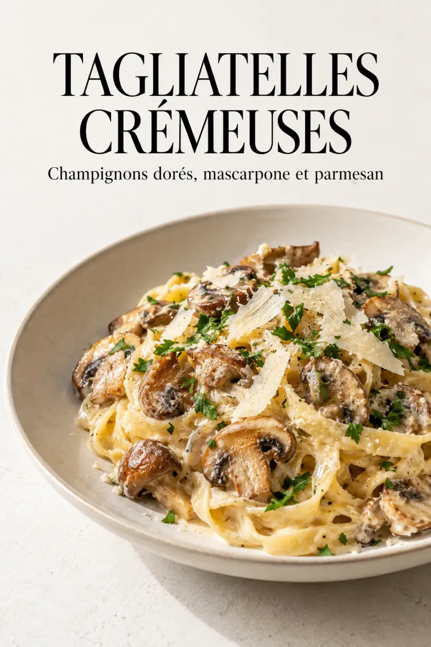 Recette mascarpone salé : tagliatelles crémeuses aux champignons