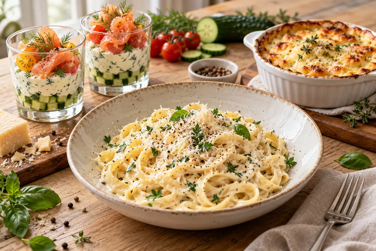 Mascarpone salé : des pâtes onctueuses, des verrines fraîches et un gratin fondant