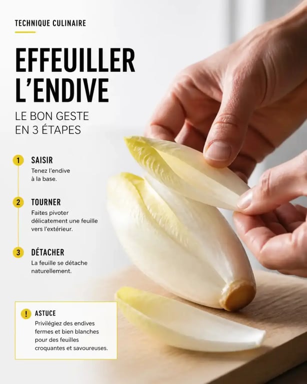Technique pour effeuiller une endive sans casser les feuilles avant l'apéritif