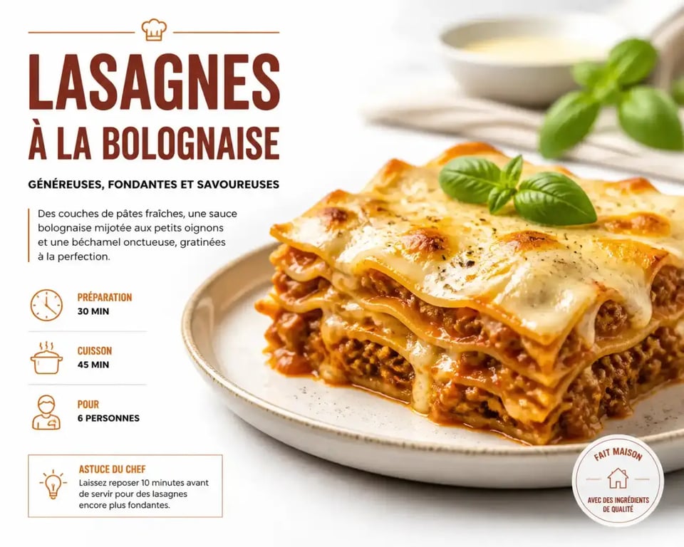 Recette lasagnes à la bolognaise pour repas d'anniversaire 10 personnes