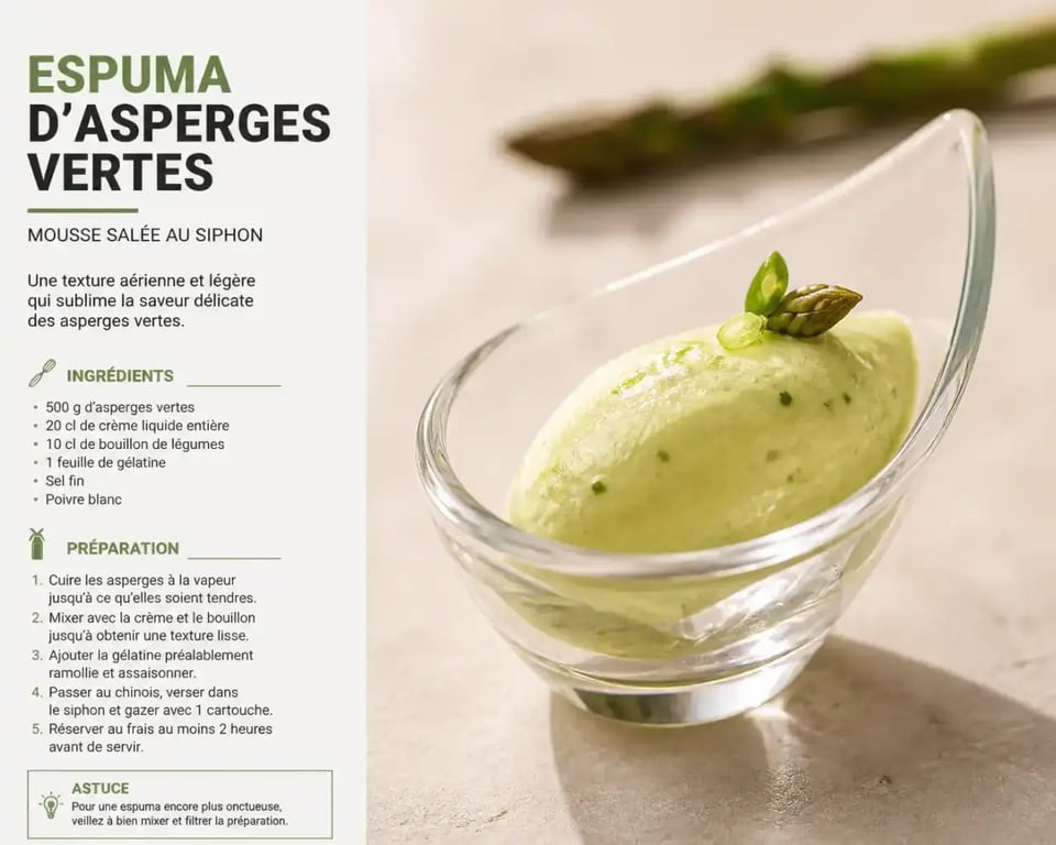 Recette salée siphon : espuma d'asperges vertes en verrine