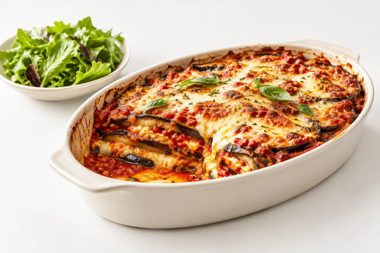 Recettes faciles avec aubergines : gratin d’aubergines à la tomate et au fromage