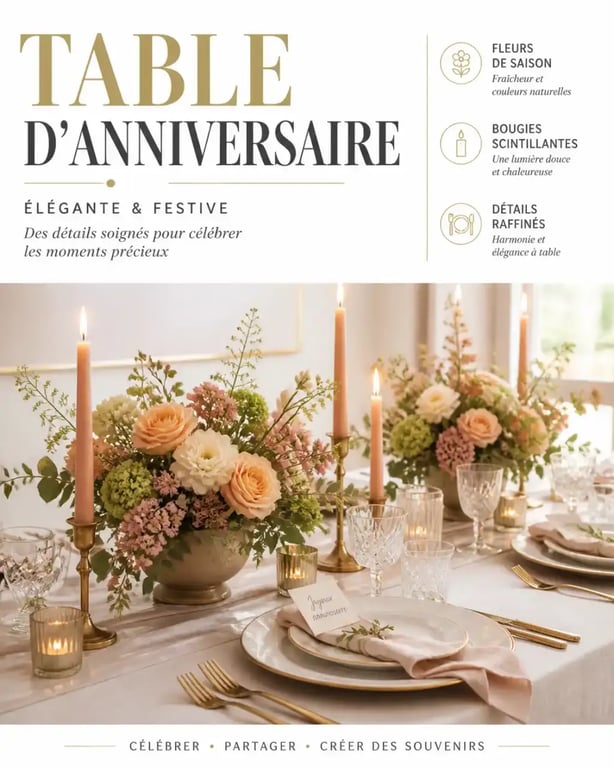 Décoration de table festive pour repas d'anniversaire 10 personnes