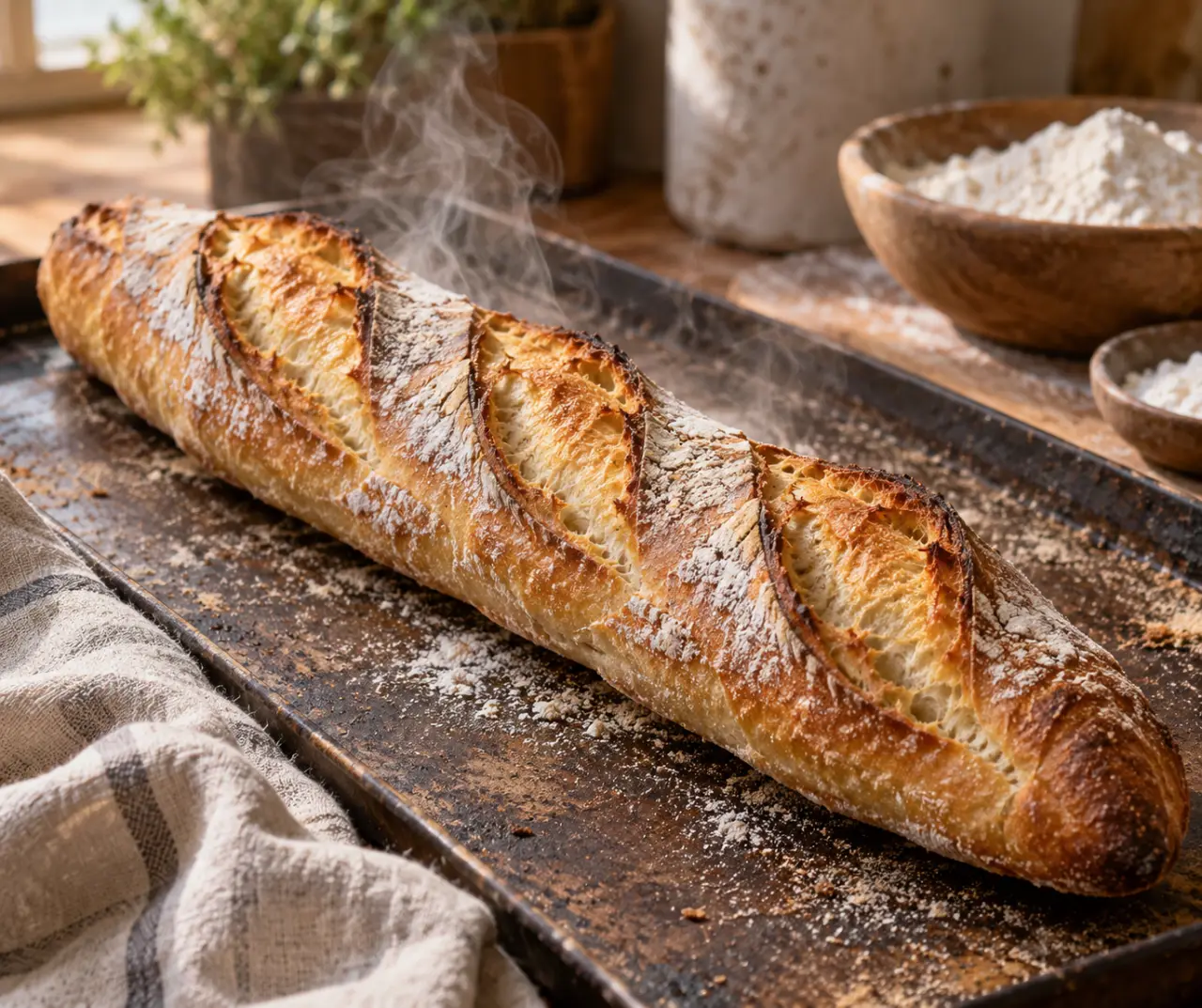 Réussir une baguette tradition maison : 250 °C, vapeur et grignes nettes