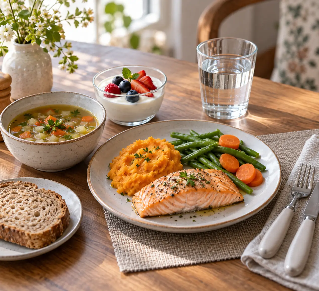 Un menu équilibré pour personne âgée, adapté au petit appétit