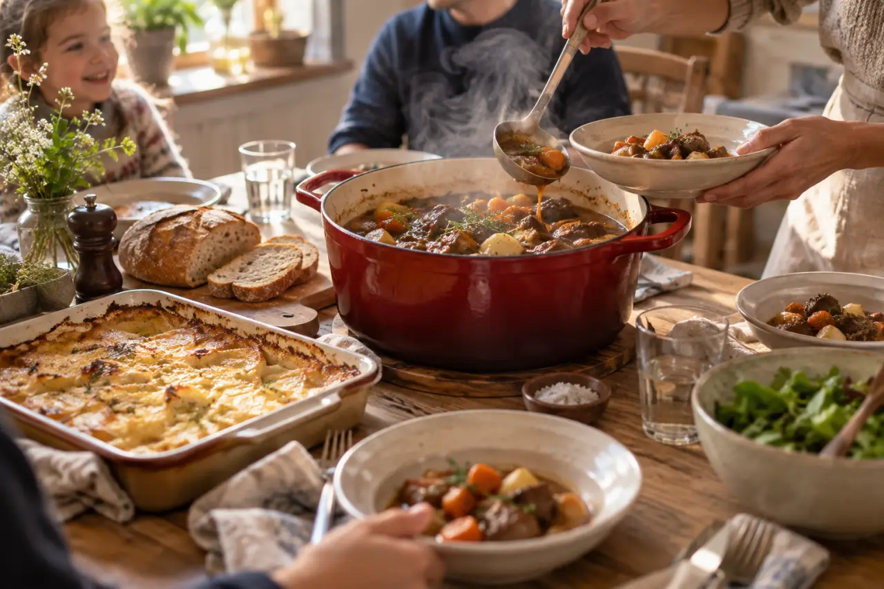 Les plats mijotés facilitent les repas familiaux, avec des recettes rapides ou préparées la veille