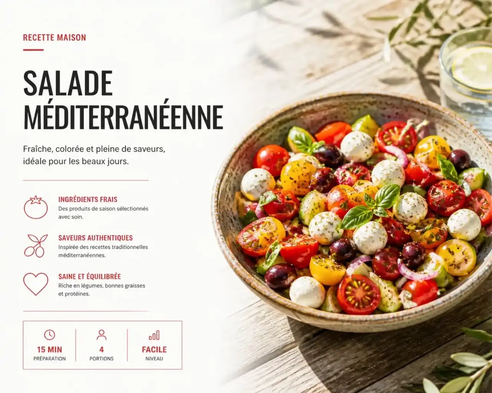 Salade méditerranéenne fraîche pour un menu vacances rapide