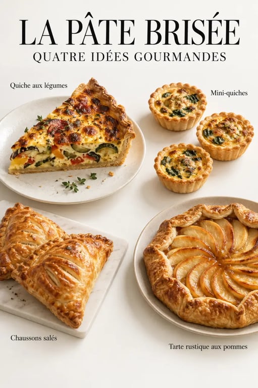Que faire avec une pâte brisée : quiche, chaussons salés et tarte aux pommes