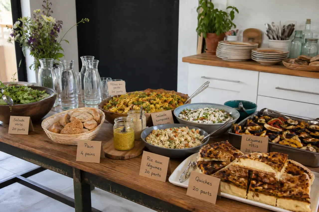 3 à 5 € par invité : menus économiques, quantités et organisation pour 20 personnes