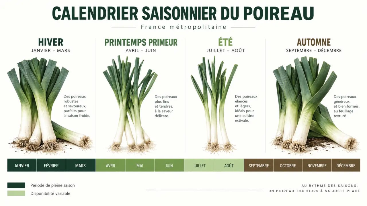 Calendrier du poireau de saison mois par mois en France